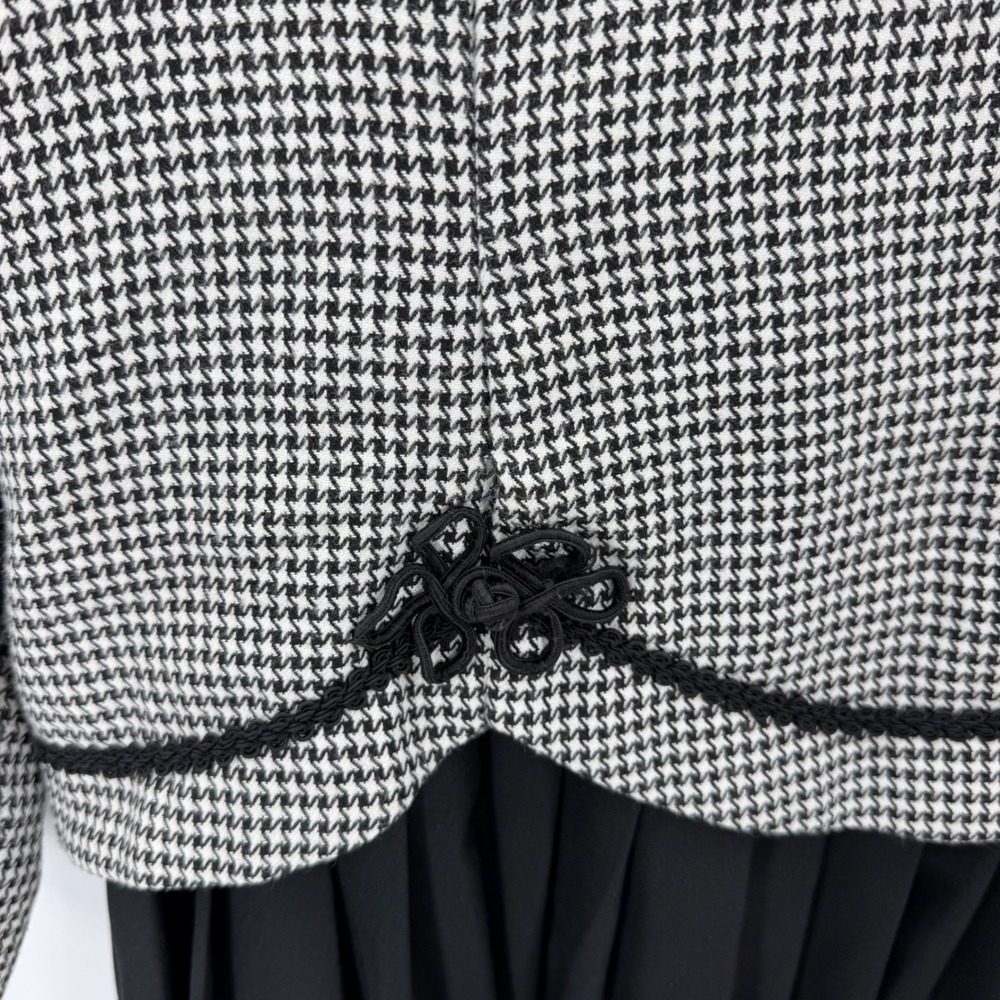 FTLTD vintage 90s Houndstooth Midi Dress Scalloped Trim Size 16 Black White - Picture 3 of 10